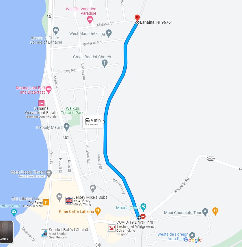 Maui - Detour Route (Map)